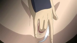 Anime slut with big boobs spreads her legs and gets stuffed with a dick