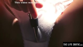 Girl Sticks A Bottle Stopper In Her Hairy Pussy And Asshole