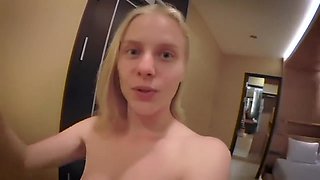 after shower blonde russian teen dirty talk & masturbate in hotel *part 1*