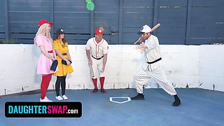 Lovely step daughters ceceLia Taylor & Mazy Myers get horny with a baseball bat - daughterswap
