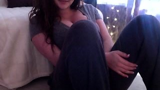 Glamour babe with big boobs masturbates in lingerie