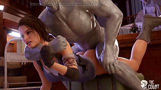 Jill caught by Mr. X and fucked until she receives a huge creampie