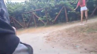 Risky public getting off in the park with a stiff-on for a stranger!