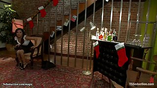 Shemale fucks gf and bound mall cop