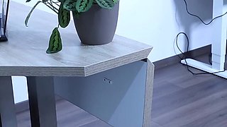 Office Foot Worship with Sexy Anita's Pantyhose and High Heels