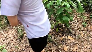 Thai Couple's Forest Adventure: Public Doggystyle Creampie