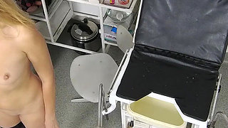 Recording of rectal temperature measurement of naked female