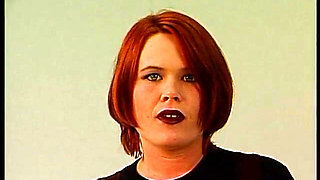 Redhead teen with big nipples is teasing the camera at casting