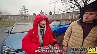 Wife Swap Threesome - Big White Cock Stretches Her Tight Pussy - HD 1080p