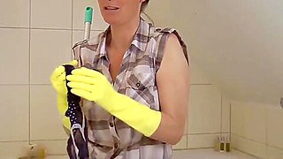 Desperate Mature Cleaning Lady Pleasing Owner of Apartment