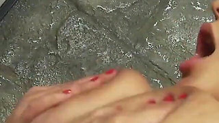 Jasmine slams her huge tits as she takes it in