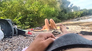 Topless Beach hottie Removes Panties & I Show her My Cock