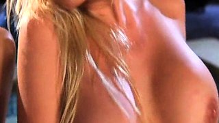 Adorable blonde teen slut with big boobs flashing in public