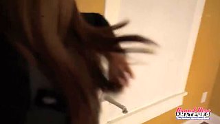 Petite Busty Brunette Autum Pussy Fingering & Deep Throat Blowjob