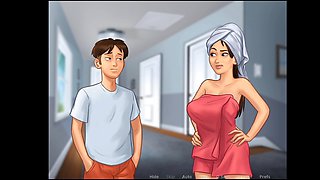 Helping the sexy cougar widow next door in summertime saga