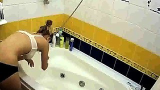 stepsister showers and shaves her twat (spy cam)