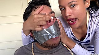 Humiliating Femdom Gag Punishment for Chubby Slave Boyfriend