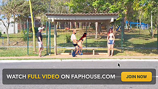 Sex In The Middle Of People Outdoors At The Bus Stop Lots Of Madness