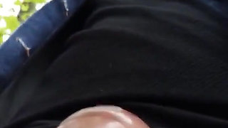 Boy Walks with Cum Filled Condom on His Uncut Dick After Fuck Outdoor