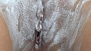 Shaving Hairy Tight Pussy Close up with Trimmer and Razor!