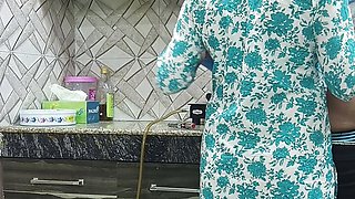 Beautiful Indian Step Mom Pussy and Ass Fucked Hard by Step Son while he is in kitchen Hindi