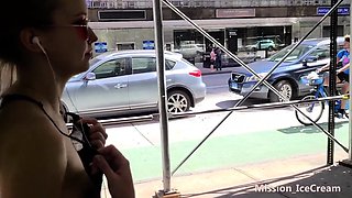 Amateur skater girl outdoor in public fucking for money