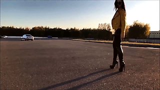 Big boobs amateur hottie sex outdoor in public