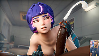 Jill Valentine Stuffing Her Tight Bald Pussy with a Dildo, Juno Swallowing BBC Cum and Jerking off a BBC