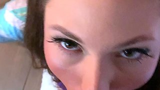 Bitch gives wam blowjob and handjob in pov scene