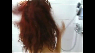 Beautiful Redhead Teen with Small Tits Cumshot in the Ass in the Shower