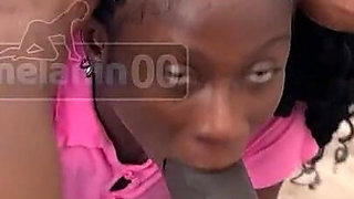 Stunning Petite Ebony Stretching Her Tight Ass and Pussy with a B. Dildo