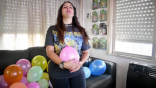 Metal Girl Pop All Balloons Before Party - Bunny Looner