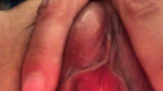 Close up with blonde seductress masturbating pussy