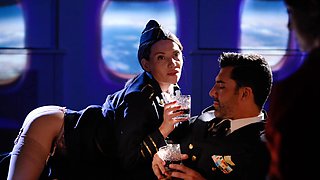 Stewardess Subil Arch and Anna De Ville in hot threesome