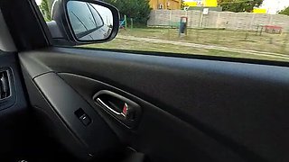 Stepmom in Skirt and Heels Gives Stepson a Hot Car Ride in the City