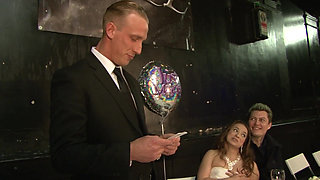 Horny brunette gets banged on her wedding