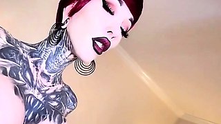 Hot babe with perfect big boobs taking shower