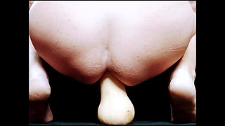 Stretching my asshole eye with a pumpkin