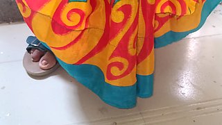Married Women Blue Colour Saree Romance with Her Boyfriend