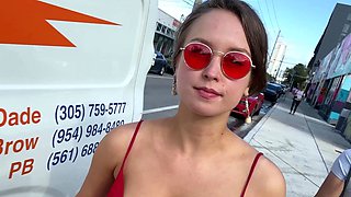 Blonde and her outdoor solo masturbation