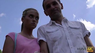 Hunt4k. epic blonde dollface gives facehole, snatch, and asshole