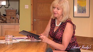 Mature Auntie Louise Office Striptease