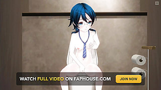 Student Cums in the Toilet with Ahegao
