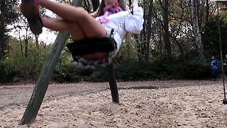 Brunette teen blowjob outdoor