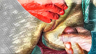 XXX Cartoon. My Housekeeper Helps Me with My Handjob. Cumming on Her Big Clit and Her Red Panties.