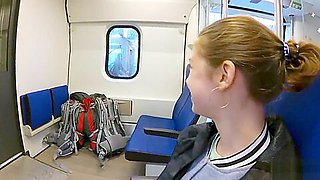 Real Public Blowjob in the Train POV Oral Creampie by MihaNika69