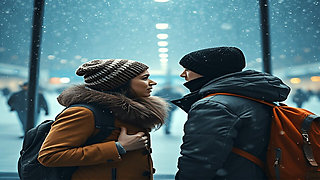 Stranded and Soaked She Let a Stranger Wreck Her in an Empty Airport Lounge!