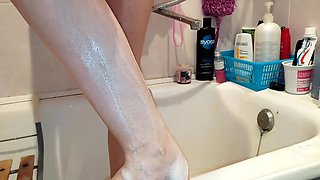 Shaves Legs And Pussy Masturbation In The Shower Beautiful Ass Fitonny Rubbing The Clit
