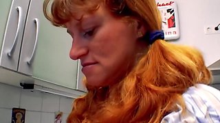 A Curvy German Babe Gets Her Asshole Smashed In The Kitchen
