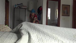 This Turkish Granny Is Shocked!!! I Take Out My Big Black Cock in Front of Her.